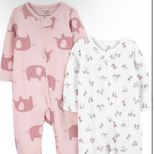 Simple Joys by Carter's Baby Girls' 2-way Zip Thermal Footed Sleep and Play, Pack of 2