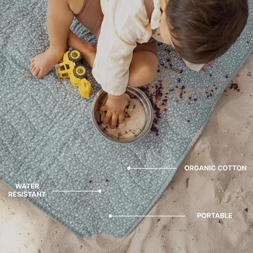 Toddlekind Portable Baby Mat - Organic Cotton 47" x 47 - Sage