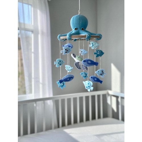 Ocean Baby Mobile - Handmade Felt Nautical Nursery Crib Decor