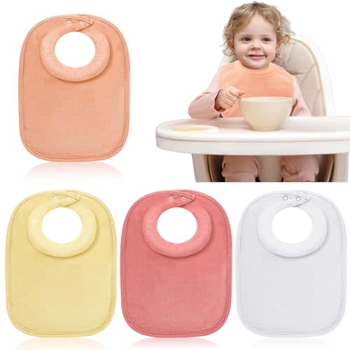 Twistover 4 Pcs Baby Feeding Bibs for Drooling and Teething Comfi Neck Baby Bib with Padded Collar Absorbent