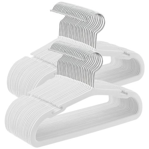 SONGMICS Baby Hangers 50 Pack, Kids Hangers for Closet, Non-Slip Velvet Hangers, Childrens Hangers,Wide Shoulder Notches, Cloud White