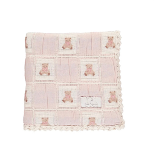 Pink Teddy Bear Patchwork Blanket