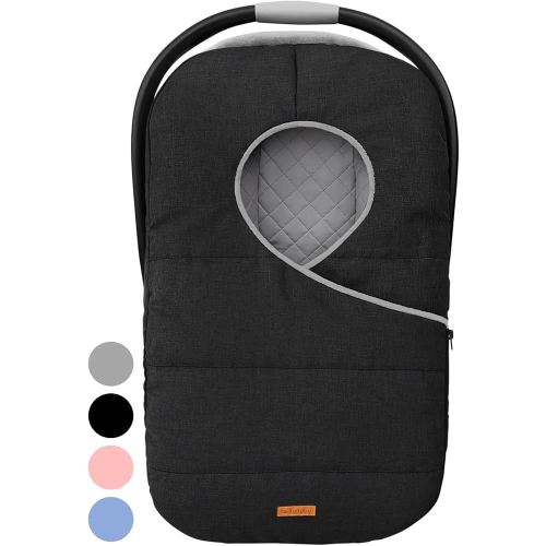 liuliuby Winter Carseat Covers for Baby | Infant Car Seat Cover Baby | Doona Accessories | Warm & Thick Fleece Canopy for Infant & New Born Cold Weather (Black)