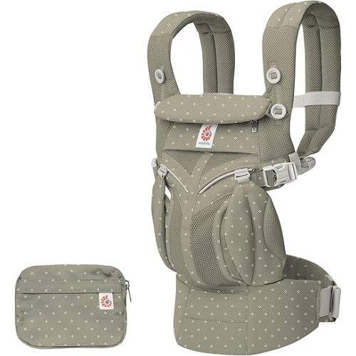 Ergobaby Omni Classic Baby Carrier Newborn to Toddler - Breathable Baby Carriers for Summer - All-Position Carrier with Lumbar Support (7-45 Pounds), Mesh, Soft Olive Diamond