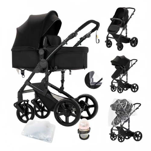 M-b-aby-m 2 in 1 Baby Stroller Foldable Infant Stroller with Storage Bag,Cup Holder, for 0-6 Years,Unisex,BLACK
