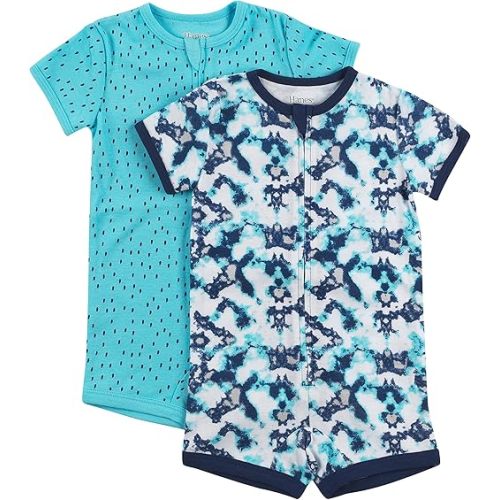 Hanes Baby Rompers, Ultimate Zippin Short Sleeve Romper for Boys & Girls, 2-Pack