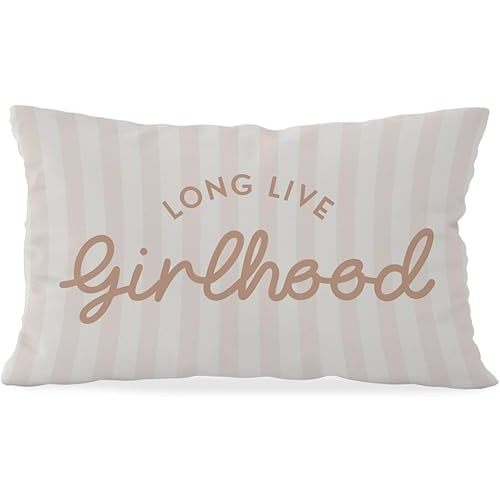 Girls Room Decor Throw Pillow Cover 12x20, Long Live Girlhood Throw Pillows Decor for Classroom Playroom Nursery Kids Room Toddler Room