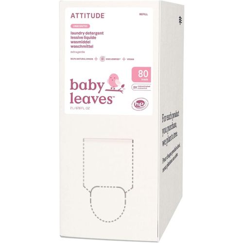 ATTITUDE Baby Laundry Detergent, Dermatologist Tested, Unscented, 80 Loads