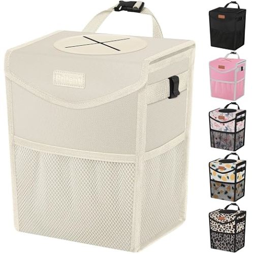 Pritent Car Trash Can with Lid Leakproof Car Garbage Bag Vehicle Trash Bin