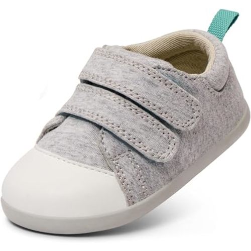 Ten Little First Walker Baby Shoes & Toddler Shoes for Boys & Girls - Lightweight, Breathable Cotton Baby Walking Shoes - Non-Slip, Wide-Feet Walking Shoes for Babies - Heather Gray, Size 5