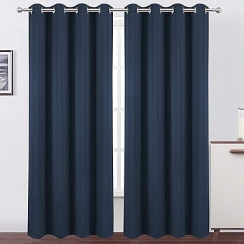 LEMOMO Navy Blue Blackout Curtains 52 x 84 inch/Set of 2 Curtain Panels Room Darkening Bedroom Curtains