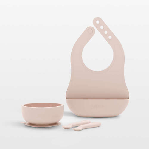 Lalo Grapefruit Pink Starting Solids Baby Feeding Set