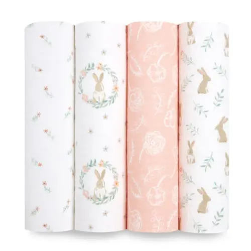 Blushing Bunnies Cotton Muslin Swaddles 4pk | aden + anais