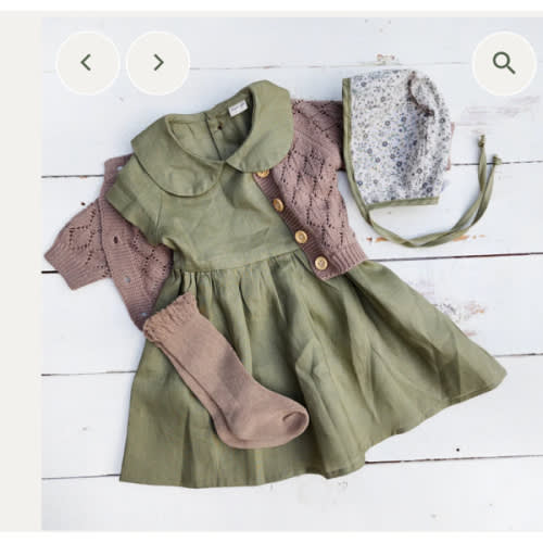 Peter Pan Collar Linen dress | Allie Dress with Bow – Olive and Cradle In Sizes 6 - 18 mo.