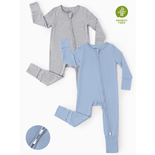 PatPat Baby Boy Clothes Bamboo Viscose Snug Fit Sleepers 2-Way Zipper Sleep N Play Footie Romper Soft Baby Pajamas Bodysuit for Baby Boy 18-24M