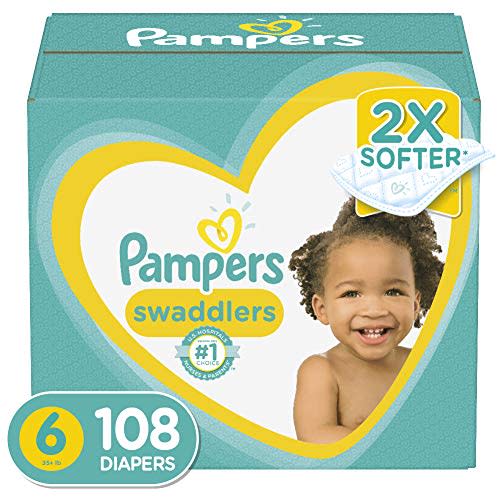 Diapers Size 6, 108 Count - Pampers Swaddlers Disposable Baby Diapers (Packaging & Prints May Vary)