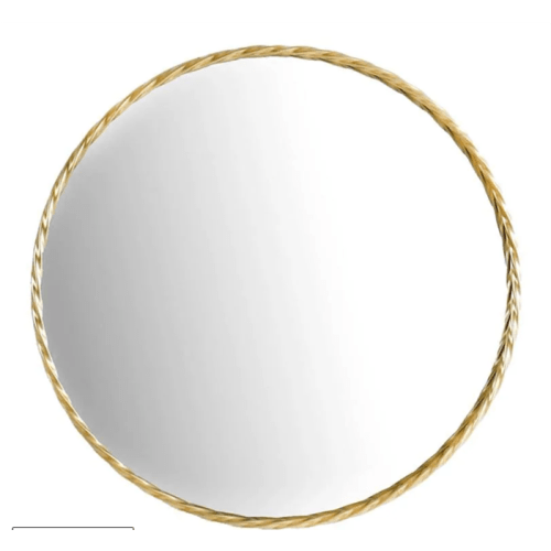 Gold Twisted Metal Round Mirror, 24"