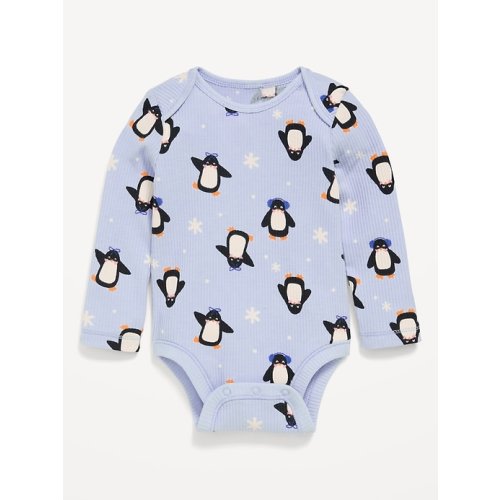 Printed Long-Sleeve Ribbed Bodysuit for Baby
