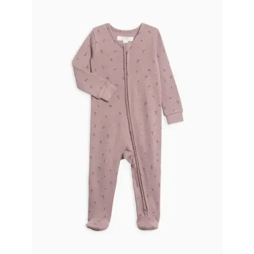 Lane Waffle Knit Zipper Sleeper - Samara Floral / Purple