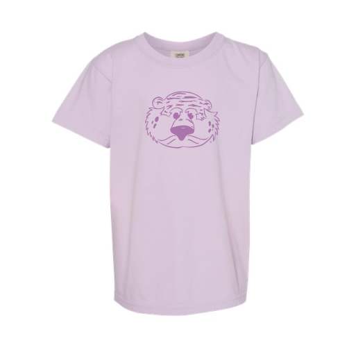 The Aubie Head Outline | Youth Orchid Tee – Scarlet & Gold