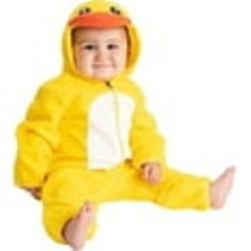 Cuddle Club One Piece Romper Hooded Fleece Onesie Jumper for Baby, Yellow Duck 3-6 Mos