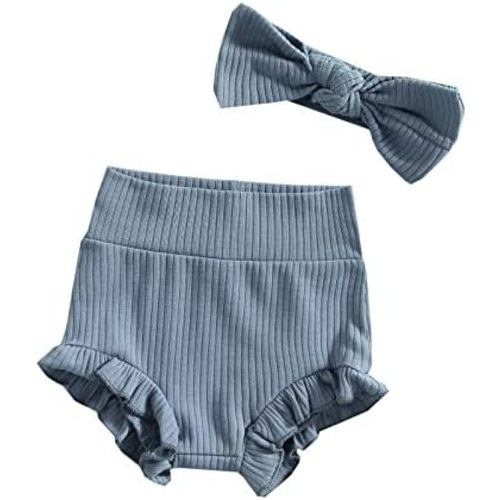 GOOCHEER 2Pcs Newborn Infant Baby Girl Solid Ruffle Bloomer Shorts +Headband Basic Cute Short Pants Summer Outfits