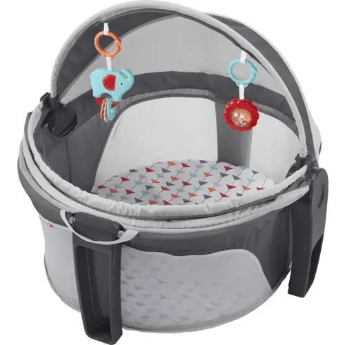 Fisher-Price Portable Bassinet On-The-Go Baby Dome, Travel Play Space with Developmental Newborn Toys & Canopy, Arrows Away