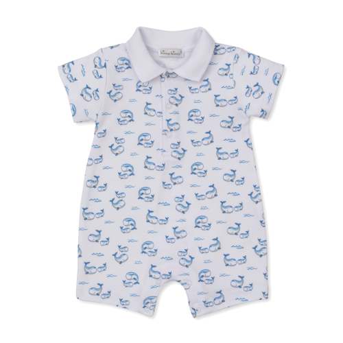 Whale Pods Blue Short Playsuit w/ Collar