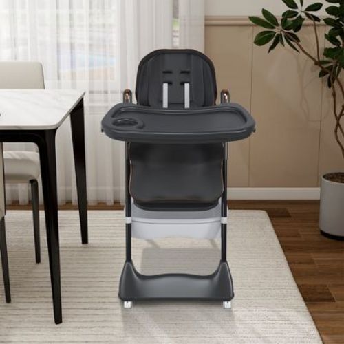 Aortzio Baby High Chair With Wheels,Black