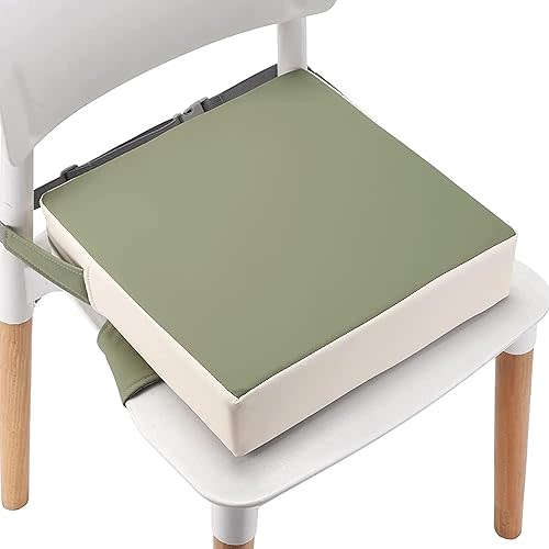 Toddler Booster Seat for Dining Table (PU Material),Portable Kids Booster Seat with Safety Buckles, High Cushion for Travel with Non-Slip Bottom