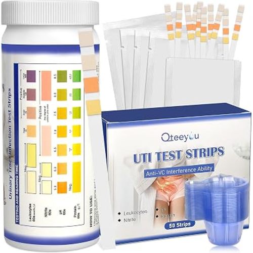 4-in-1 UTI Test Strips, Full Panel Urinary Tract Infection Test Kit at Home for Women Men Kids with Urinalysis Leukocytes, Nitrites, PH, Protein Urine Strip for UTI and Bladder, 50ct