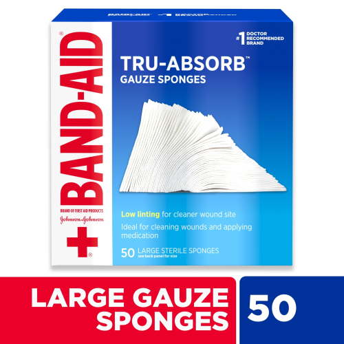 BAND-AID Brand First Aid Tru-Absorb Gauze Sponges, 4 in x 4 in, 50 Count