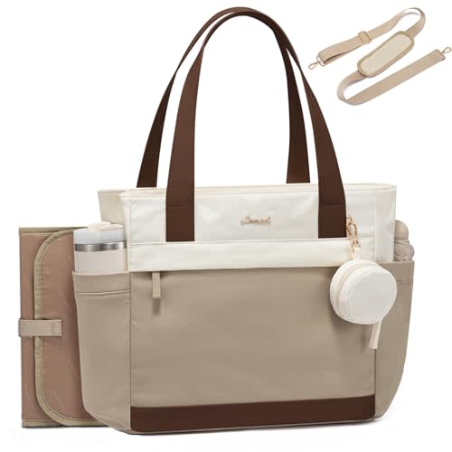 LOVEVOOK Diaper Bag Tote Large Baby Bag for Mom Hostipal and Travel Diaper Tote for Baby Boy with Pacifier Case Changing Pad