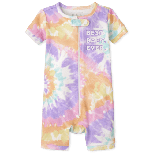 Baby And Toddler Girls Matching Family Tie Dye Snug Fit Cotton One Piece Pajamas - Purple