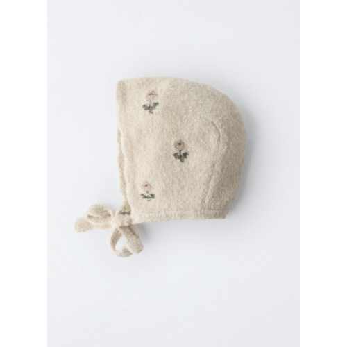 FLORAL EMBROIDERED KNIT BONNET - Light beige | ZARA United States