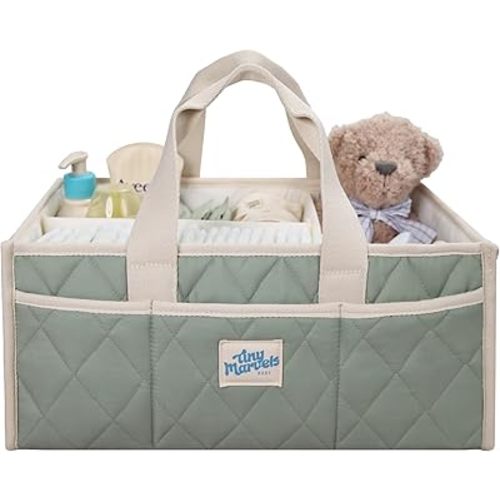 Tiny Marvels Diaper Caddy Organizer for New Parents, Baby Diaper Caddy with Water-Resistant Fabric, Structured Diaper Caddy Basket for Nursery, Car & Travel