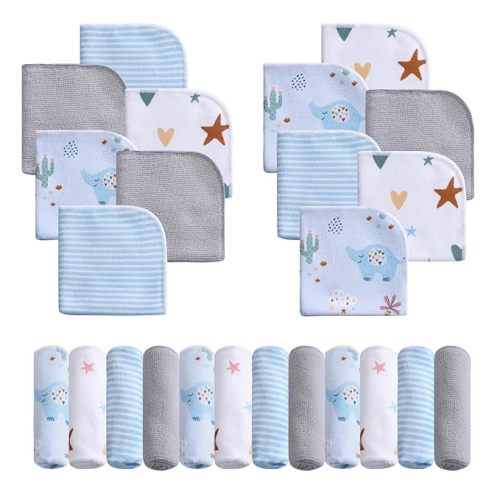 Viviland Baby Washcloths 24 Pack, Toddler Wash Cloths for Bath, Super Soft & Absorbent Bath Towel for Newborn and Infants, Baby Towels Care for Baby's Sensitive Skin