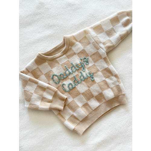 Embroidered Baby/Toddler Daddy’s Caddy Golf sweater, Masters, Baby boy/girl golf buddy, Father’s Day gift, checkered sweater