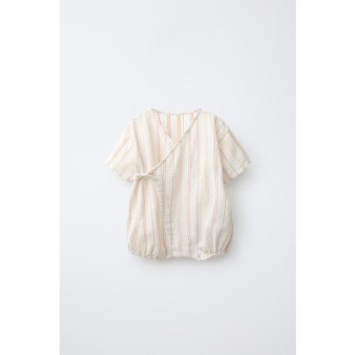 CONTRAST TOPSTITCHING KIMONO ROMPER - Ecru | ZARA United States