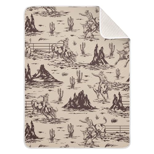 Mazeann Western American Cowboy Baby Blankets Soft Warm Crib Stroller Blanket for Toddler Newborn Girls Boys 30x40in