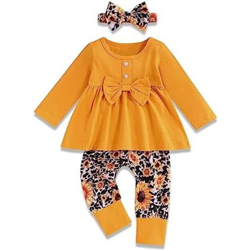 oklady Toddler Baby Girl Clothes Solid Color Ruffle Tops Floral Pants with Headband Fall Winter Cute Girl Outfits