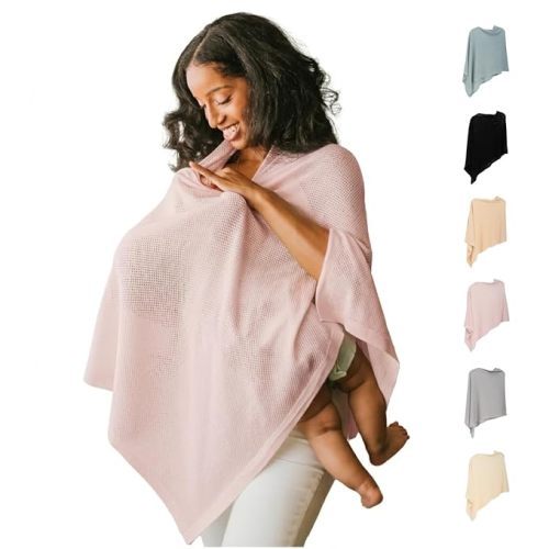 Breathable Nursing Cover Up for Breastfeeding - Privacy Nursing Covers - Newborn Essentials Must Haves - Improved Ponchy by Gold Mamas - Sand