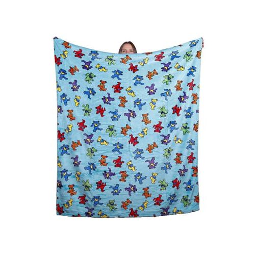 Sunshine Joy Grateful Dead Plush Fleece Throw Blanket 50x60 Inches (Turquoise Bears Pattern)