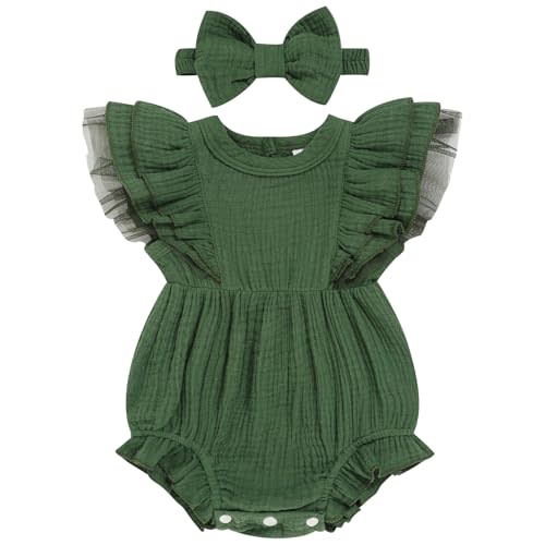 TITKKOP Ruffle Bubble Romper for Baby Girl | One-Piece Shorts Jumpsuit | Summer Outfit & Dress for Infants 0-18M