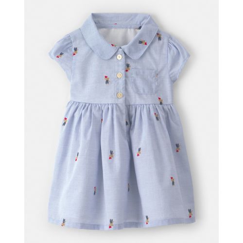 Baby Girl Bear-Print Cotton Short-Sleeve Dress - Blue - OshKosh B'gosh | Carter's