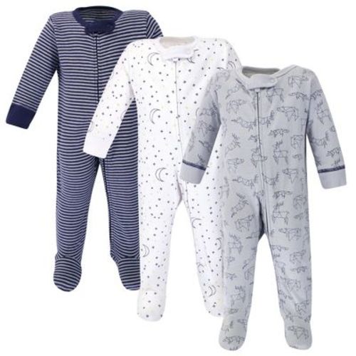 Touched by Nature Baby Boys Organic Cotton Zipper Sleep and Play 3pk, Constellation, 0-3 Months