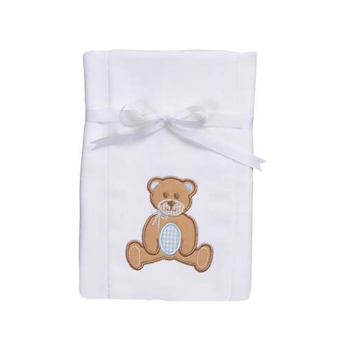 Teddy Bear Applique Burp, Blue