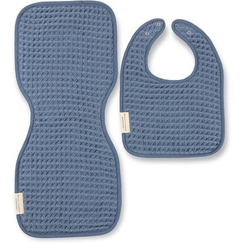 Bella Tunno Baby Bibs and Burp Cloths Set – Reversible Drool Bibs and Soft Absorbent Newborn Burp Cloths, Oeko-TEX Certified (Rain)