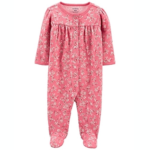 carter's® - 9 Months Floral 2-Way Zip Cotton Sleep & Play with Front Pocket in - Pink
