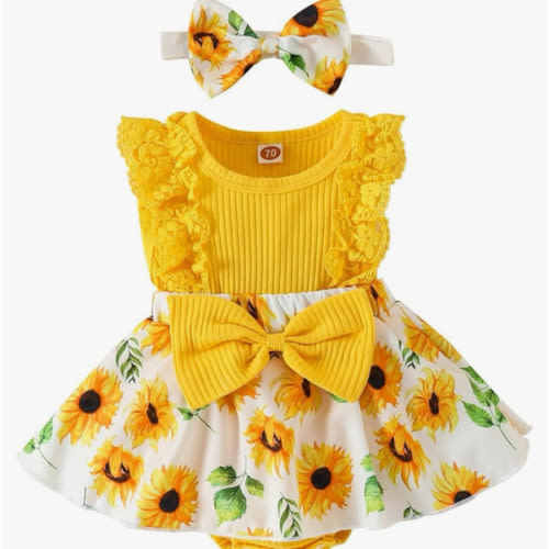 Baby Girl Clothes Newborn Romper Dress Infant Lace Ruffle Sleeveless Summer Outfits with Headband 0-12 Months